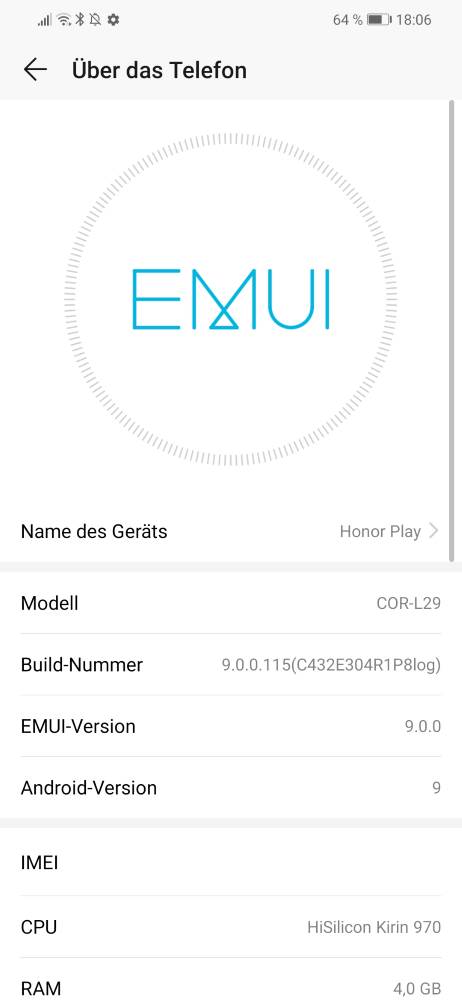 honor Play Systeminformationen